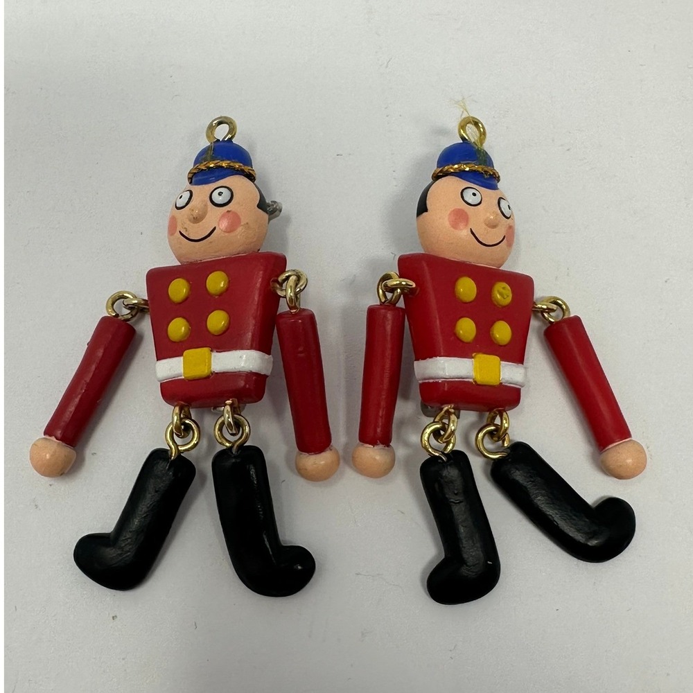 Vintage Hallmark Toy Soldier Pins Set‎ Articulated Red Nutcracker Brooches A2